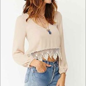 Urban Outfitters Ecote Lace Crochet Crop Shirt XS